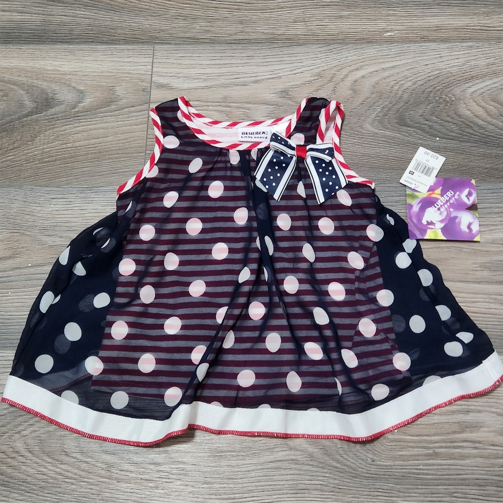 Nwt 4th of july Blueburi Boulevard Girls Dress Size 3t red‎ white blue